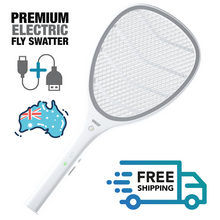 Load image into Gallery viewer, Premium Electric Fly Swatter with LED for Mosquitos Bugs and Mozzie Rechargeable