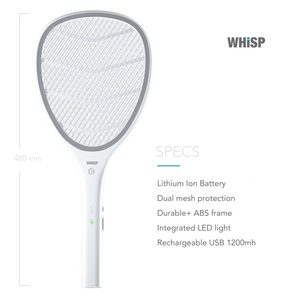 Premium Electric Fly Swatter with LED for Mosquitos Bugs and Mozzie Rechargeable